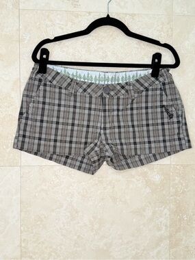 Planet Earth Plaid Shorts Size 5 Brown Low Rise Organic Cotton Y2K EUC